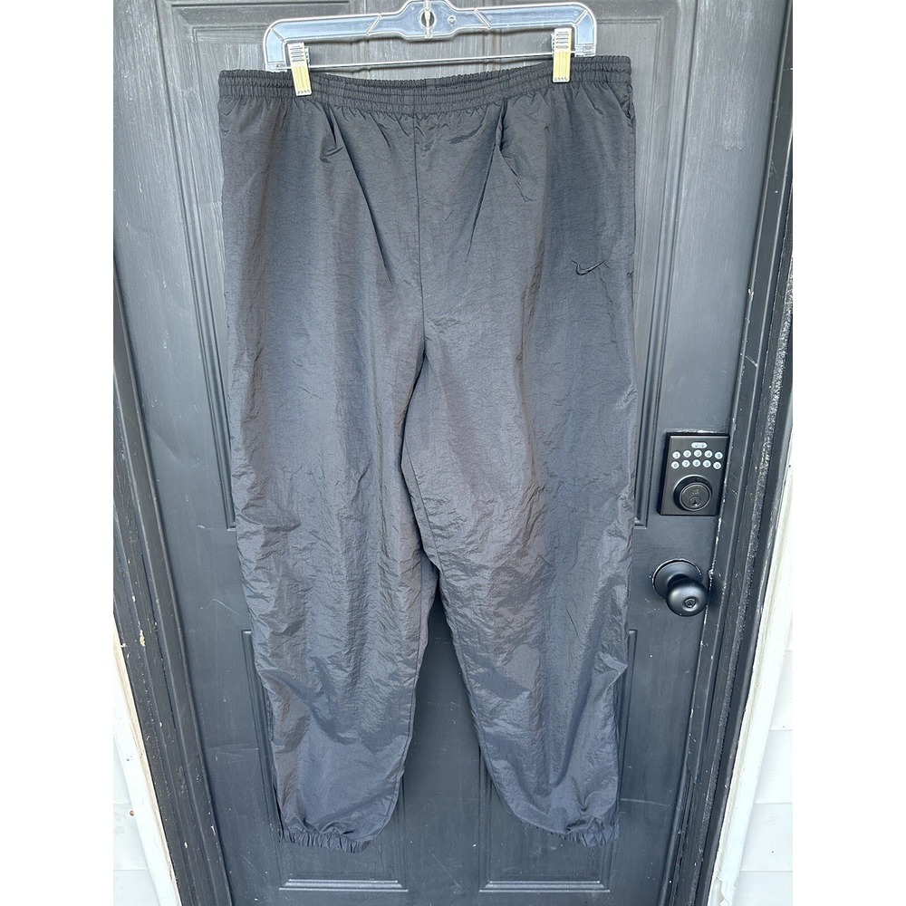 Vintage Nike Black Swoosh Monotone Swishy Track Pants‎ 90s Size L
